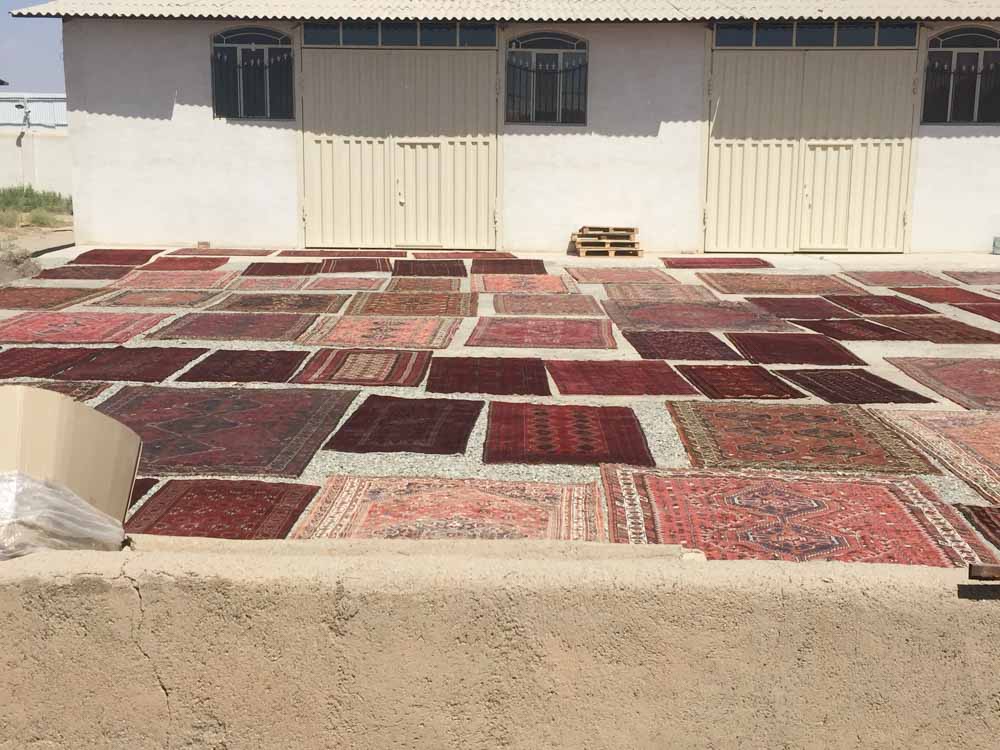 Handknotted Baluch Rugs Drying In Sun